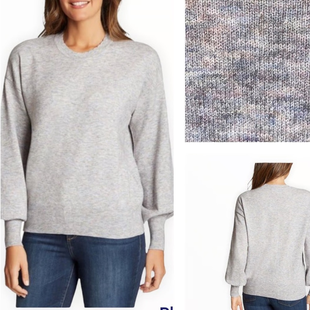 Ella moss Gray Pullover Crew neck balloon sleeve Sweater